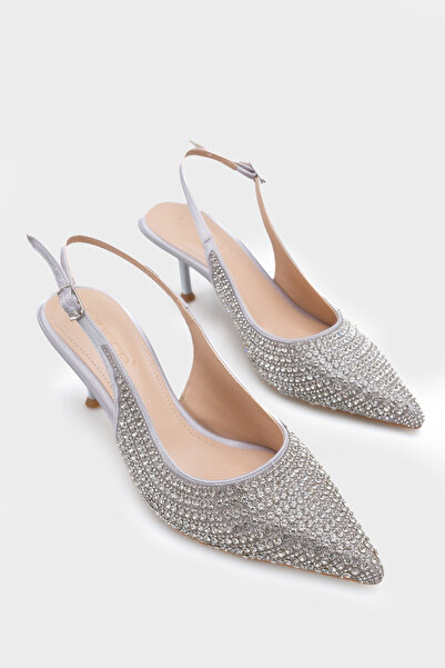 Capone Outfitters Pantofi de nuntă cu toc pentru femei, din satin, cu vârf as...