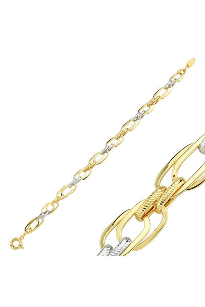 Sembol Gold Altın Bileklik Hallow Sarı ve Beyaz Gold