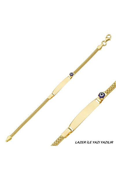 Sembol Gold Altın Çocuk Bileklik 14 Ayar Nazar Boncuklu
