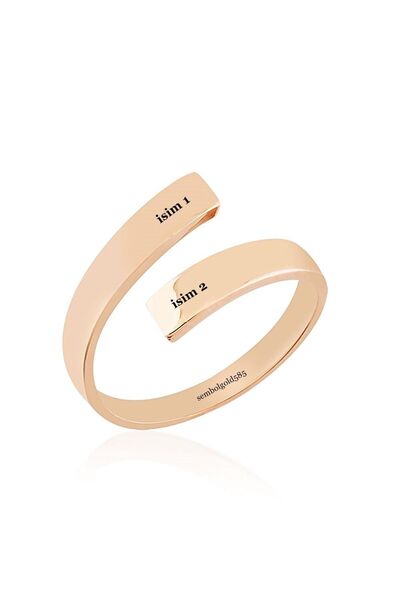 Sembol Gold Eklem Altın Yüzük 14K Rose & Beyaz Gold