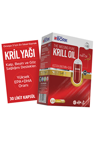 BRITAIN BORK Krill Yağı 900mg Kolin ve Astaksantin İçeren Parafinsiz Hava Sız...