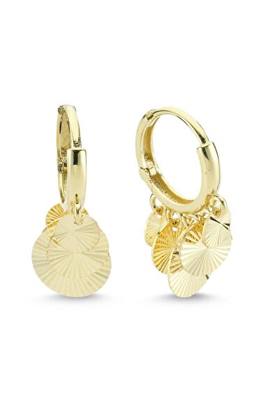 Sembol Gold Altın Sallantılı Küpe Shakira Tasarım 5 Pullu