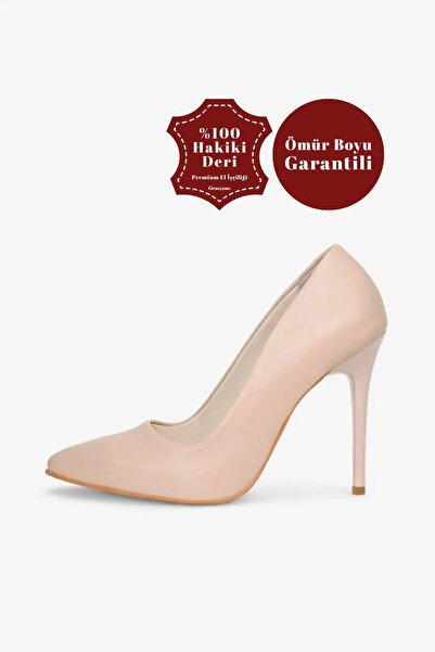 Grasyano Hakiki Deri Stiletto Nude Pembe Yüksek Topuk Yumuşak Deri 10,5 Cm Ko...