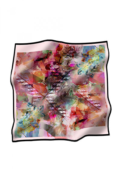 Zühre Gül Polyester Saten V7 Eşarp Porselen