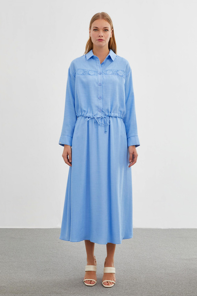 Zühre Двокомпонентний синій комплект з мереживними деталями 1266