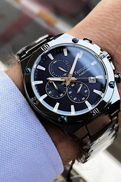 Ferrucci Function Erkek Kol Saati 3 Atm Su Geçirmez Siyah Renk Çelik Kordon E...