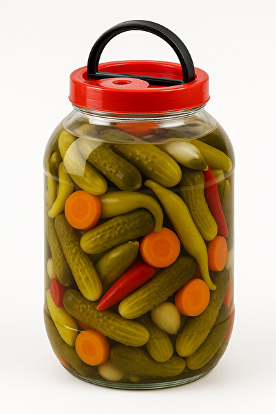 Massteelger 5 Litre (5000CC) Kulplu ve Kapaklı Cam Kavanoz