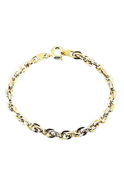 Sembol Gold Altın Bileklik Hallow Tasarım 14K Sarı Beyaz