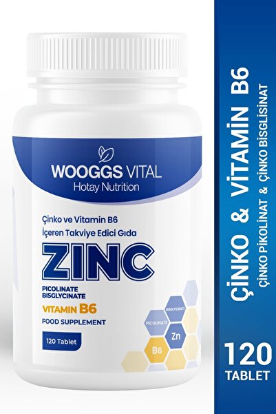 Hotay Nutrition Wooggs Vital Çinko (Picolinat + Bisglisinat) ve Vitamin B6 İç...