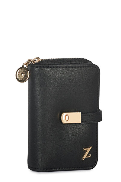 Zühre Zippered Mini Black Wallet 025