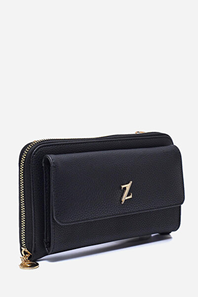 Zühre Double Eyelet Strap Detailed Black Wallet 015