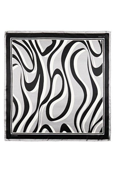 Zühre Wave Patterned Silk/Satin V2 Scarf 0092