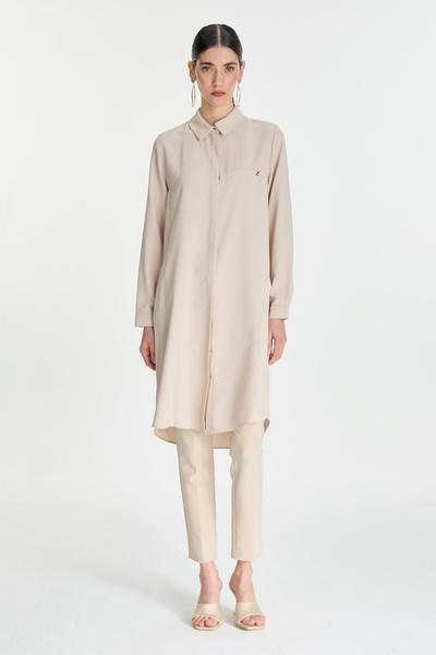 Zühre Μπεζ τουνίκ με λεπτομέρεια κρυφού κουμπιού T-0767