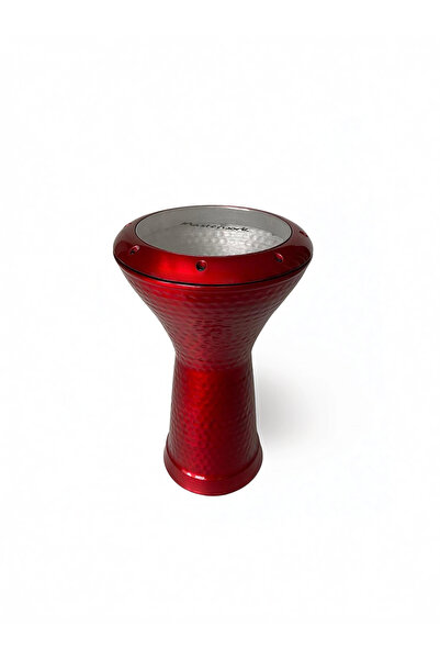 MASTERWORK Darbuka - Çekiç Dövme Desenli, Alüminyum, Şeffaf (Kırmızı)