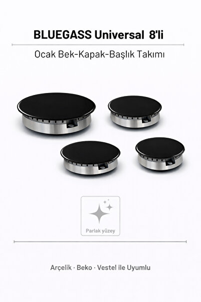 BLUE GASS BLUEGASS OVAL PARLAK 8'li Ocak Bek-Kapak-Başlık Takımı ARÇELİK-VEST...