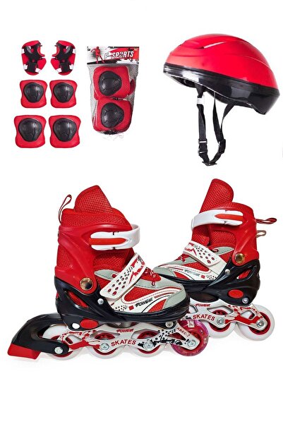 POWER Takım 3'ü Bir Arada Işıklı Ayarlanabilir Tekerlekli Kırmızı Kız Çocuk P...