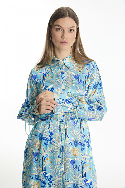 Zühre Синя туника с шарена яка 1585