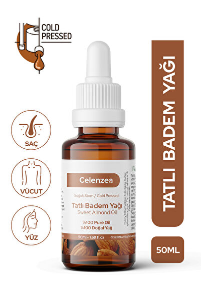 Celenzea Tatlı Badem Yağı %100 Doğal Bitkisel Sabit Yağ Sweet Almond Oil 50 ml