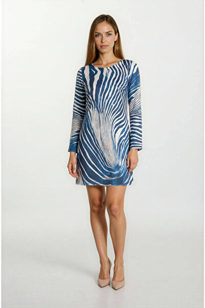 Spazio Porsenna Yuvarlak Yaka İspanyol Kol Elbise LACİVERT