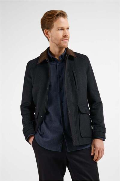 İmza Anthracite Velvet Polo Collar Plain Without Slits Fully Lined Slim Fit C...