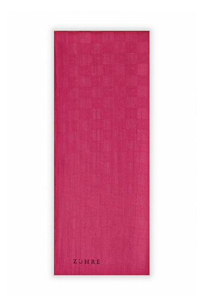 Zühre Monogram Patterned Seher Fuchsia Shawl 0106
