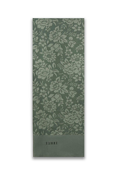 Zühre Floral Patterned Floş Khaki Shawl 0025