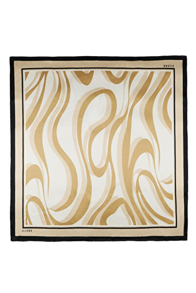 Zühre Wave Patterned Silk/Satin V8 Scarf 0092
