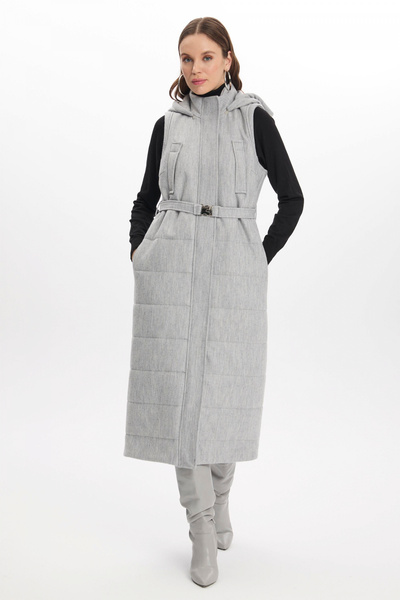 Zühre Hooded Pocket Detailed Gray Vest 0087