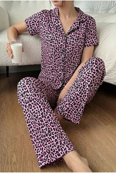 MİSSLALE طقم بيجامة نسائي بأكمام نصفية من ميلان مع أزرار أمامية