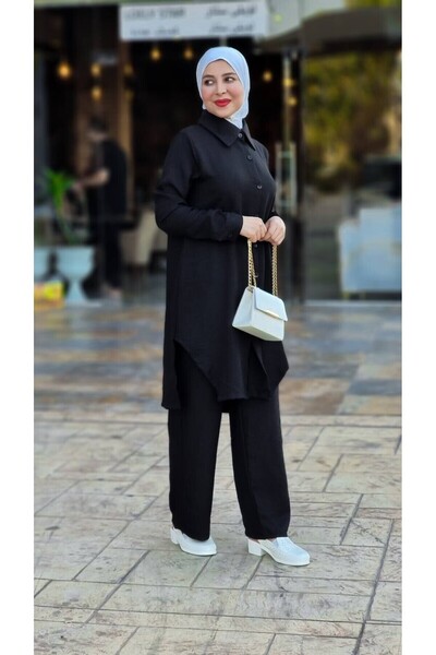 Esre Store 4471 - طقم حجاب أسود مزدوج