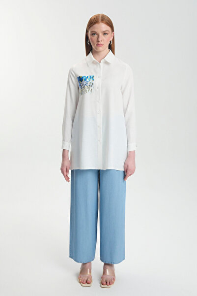 Zühre Риза с пайети и детайли в екрю G-0101