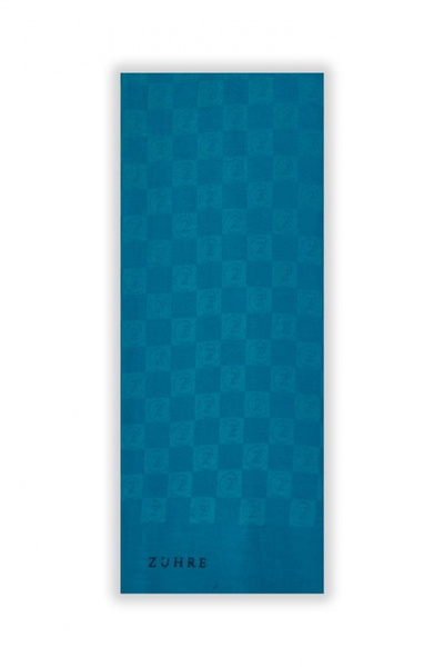 Zühre شال مونوغرام منقوش باللون الأزرق الفاتح 0106