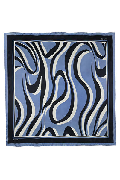 Zühre Wave Patterned Silk/Satin V12 Scarf 0092