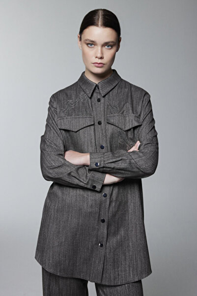 Zühre Patterned Pocket Detailed Shirt Brown Blouse/Shirt 0117