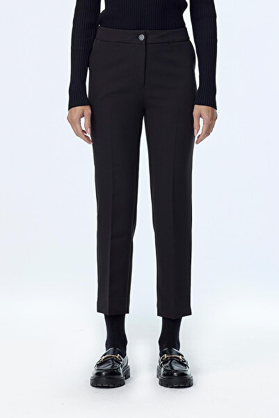 Zühre Dar Paça Kumaş Siyah Pantolon P-0024