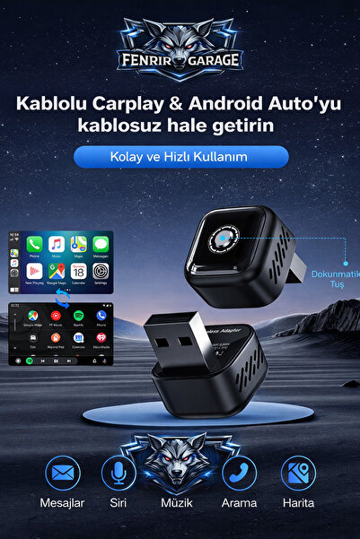 Fenrir Garage Kablosuz Car Play Adaptörü İos Ve Android Cihazlar Için, Wirele...