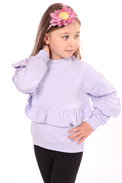 Toontoy Hanorac asimetric pentru fete, supradimensionat, cu gât tip crewneck ...