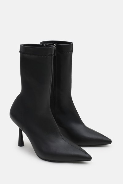 Cochines Women's Black Stretch Boots - Thin Heel Side Zipper Pointed Toe Heel...