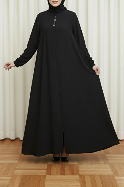 Moda Hayme Kadın Mevlana Model Ferace Tam Boy Rahat Kalıp Tesettür Siyah