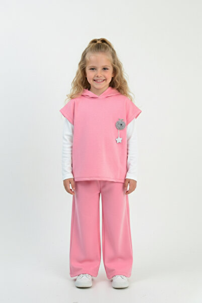 zubi baby & kids wear طقم بلوزة وبنطلون للفتيات باللون الوردي بغطاء رأس طقم ف...