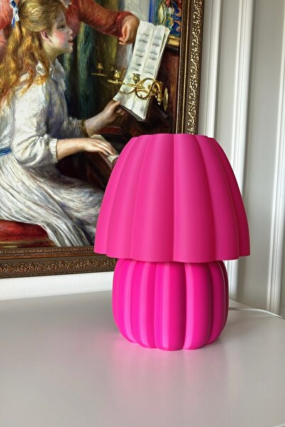 Lumba Design Balkabağı Motifli Gece Lambası Dekoratif Abajur Fuşya Rengi