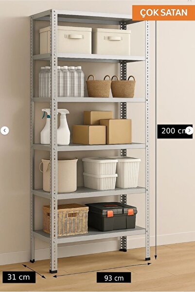 ALANRAF 6 Katlı Galvaniz Çelik Raf - Depo, Arşiv, Kiler, Dosya, Market Rafı 3...