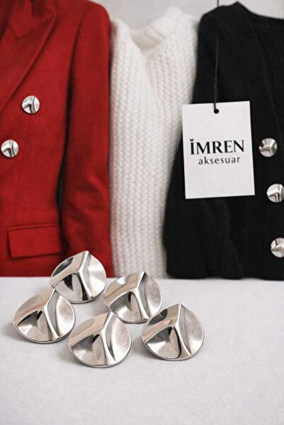 Z.A.R.A Fashion IMREN8 Silver Color Button, (Coat,jacket,vest,dress 5-piece button 2.5 cm)