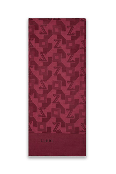 Zühre Geometric Patterned Burgundy Shawl 0034