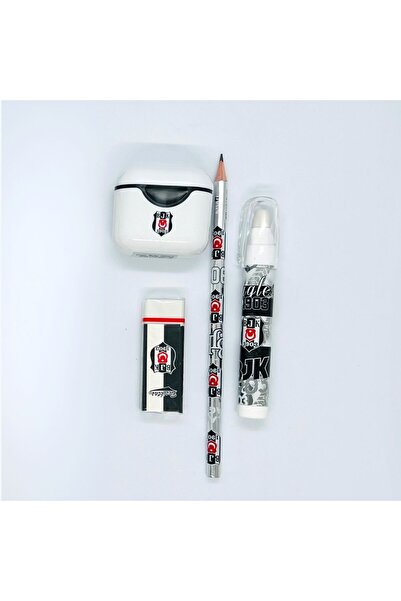 bakgelal Beşiktaş Lisanslı Kırtasiye 4 Parça Okul Seti | Kalemtıraş, Silgi, K...