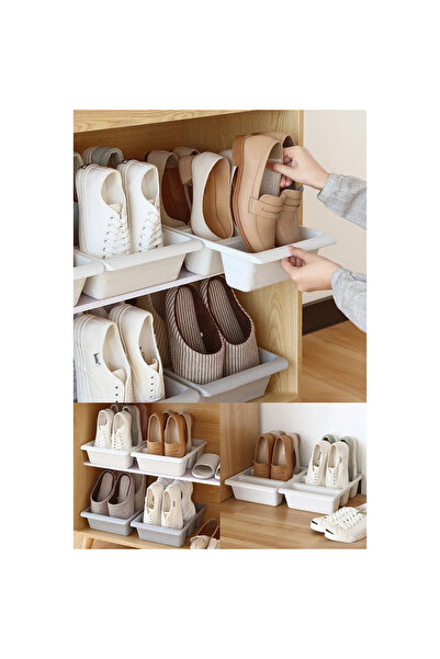 Hesaplı Kasa منظم أحذية داخلي للخزانة مكون من 3 أقسام، منظم أحذية باللون الرمادي