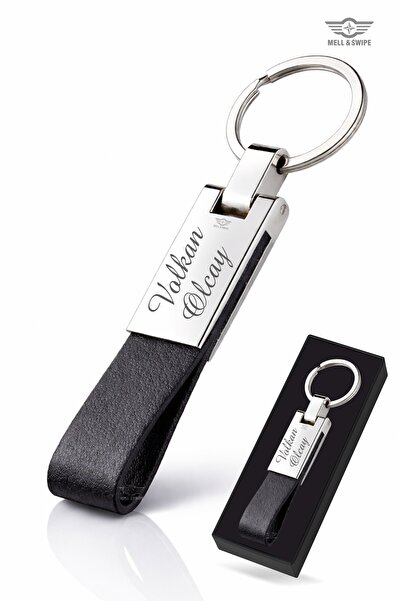 MELL & SWIPE Hediyelik Kişiye Özel Isim Baskılı Suni Deri Anahtarlık, Araç Ot...