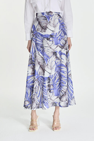 Zühre Yaprak Desenli Uzun Mor Etek 0150