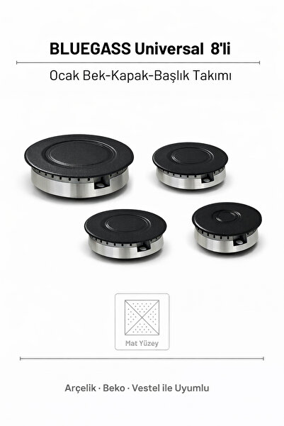 BLUE GASS BLUEGASS UNİVERSAL MAT 8li Ocak Bek-Kapak-Başlık Takımı ARÇELİK-VES...
