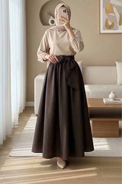 HİJABAYA Fusta parașută cu centură plisată